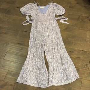 Auguste The Label Purple Jumpsuit with Wide-Leg and Romantic Sleeves